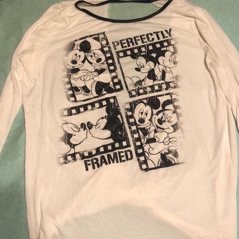 Long sleeve open back Mickey and Minnie blouse